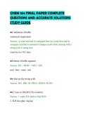 CHEM 104 FINAL PAPER COMPLETE&NewLine;QUESTIONS AND ACCURATE SOLUTIONS&NewLine;STUDY GUIDE&NewLine;