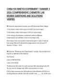 CHEM 104 KINETICS EXPERIMENT 1 SUMMER 3&NewLine;2026 COMPREHENSIVE CHEMISTRY LAB&NewLine;REVIEW QUESTIONS AND SOLUTIONS&NewLine;VERIFIED