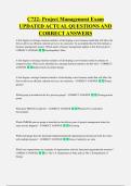 C722- Project Management Exam &NewLine;UPDATED ACTUAL QUESTIONS AND &NewLine;CORRECT ANSWERS