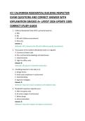  RESIDENTIAL BUILDING INSPECTOR &NewLine;EXAM QUESTIONS AND CORRECT ANSWER WITH &NewLine;EXPLANATION GRADED A&plus; LATEST 2026 UPDATE 100&percnt; &NewLine;CORRECT STUDY GUIDE 