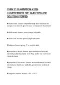 CHEM 121 EXAMINATION 5 2026&NewLine;COMPREHENSIVE TEST QUESTIONS AND&NewLine;SOLUTIONS VERIFIED&NewLine;
