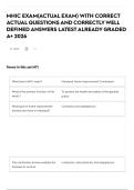 MHIC EXAM&lpar;ACTUAL EXAM&rpar; WITH CORRECT ACTUAL QUESTIONS AND CORRECTLY WELL DEFINED ANSWERS LATEST ALREADY GRADED A&plus; 2026