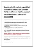 Board Certified Behavior Analyst &lpar;BCBA&rpar; &NewLine;Examination Practice Exam Questions &NewLine;And Correct Answers &lpar;Verified Answers&rpar; &NewLine;Plus Rationales 2026 Q&A Instant &NewLine;Download Pdf 