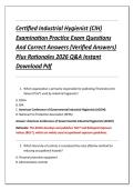 Certified Industrial Hygienist &lpar;CIH&rpar; &NewLine;Examination Practice Exam Questions &NewLine;And Correct Answers &lpar;Verified Answers&rpar; &NewLine;Plus Rationales 2026 Q&A Instant &NewLine;Download Pdf 