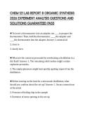 CHEM 121 LAB REPORT 8 ORGANIC SYNTHESIS&NewLine;2026 EXPERIMENT ANALYSIS QUESTIONS AND&NewLine;SOLUTIONS GUARANTEED PASS
