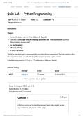 CSIS 110&vert; Quiz&colon; Lab &mdash; Python Programming&vert; Updated With complete solution&vert; Rated A&plus; &vert; NEW EDITION&vert; Liberty University