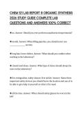 CHEM 121 LAB REPORT 8 ORGANIC SYNTHESIS&NewLine;2026 STUDY GUIDE COMPLETE LAB&NewLine;QUESTIONS AND ANSWERS 100&percnt; CORRECT