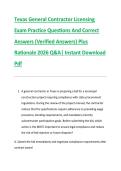Texas General Contractor Licensing &NewLine;Exam Practice Questions And Correct &NewLine;Answers &lpar;Verified Answers&rpar; Plus &NewLine;Rationale 2026 Q&A&vert; Instant Download &NewLine;Pdf 