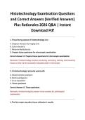 Histotechnology Examination Questions and Correct Answers &lpar;Verified Answers&rpar; Plus Rationales 2026 Q&A &vert; Instant Download Pdf