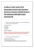 Certified in Public Health &lpar;CPH&rpar; &NewLine;Examination Practice Exam Questions &NewLine;And Correct Answers &lpar;Verified Answers&rpar; &NewLine;Plus Rationales 2026 Q&A Instant &NewLine;Download Pdf 