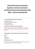Clinical Chemistry Examination Questions and Correct Answers &lpar;Verified Answers&rpar; Plus Rationales 2026 Q&A &vert; Instant Download Pdf