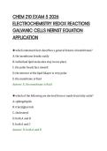 CHEM 210 EXAM 5 2026&NewLine;ELECTROCHEMISTRY REDOX REACTIONS&NewLine;GALVANIC CELLS NERNST EQUATION&NewLine;APPLICATION&NewLine;