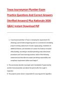 Texas Journeyman Plumber Exam &NewLine;Practice Questions And Correct Answers &NewLine;&lpar;Verified Answers&rpar; Plus Rationale 2026 &NewLine;Q&A&vert; Instant Download Pdf 