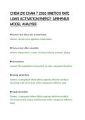 CHEM 210 EXAM 7 2026 KINETICS RATE&NewLine;LAWS ACTIVATION ENERGY ARRHENIUS&NewLine;MODEL ANALYSIS