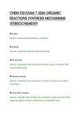 CHEM 210 EXAM 7 2026 ORGANIC&NewLine;REACTIONS SYNTHESIS MECHANISMS&NewLine;STEREOCHEMISTRY