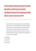 Texas Master Electrician Exam Practice &NewLine;Questions And Correct Answers &NewLine;&lpar;Verified Answers&rpar; Plus Rationale 2026 &NewLine;Q&A&vert; Instant Download Pdf