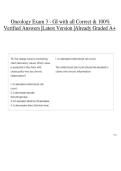 Oncology Exam 3 - GI with all Correct & 100&percnt; Verified Answers &vert;Latest Version &vert;Already Graded A&plus;