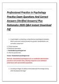 Professional Practice in Psychology &NewLine;Practice Exam Questions And Correct &NewLine;Answers &lpar;Verified Answers&rpar; Plus &NewLine;Rationales 2026 Q&A Instant Download &NewLine;Pdf