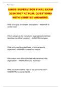 IAHSS SUPERVISOR FINAL EXAM &NewLine;2026&sol;2027 ACTUAL QUESTIONS &NewLine;WITH VERIFIED ANSWERS&period;