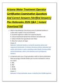Arizona Water Treatment Operator &NewLine;Certification Examination Questions &NewLine;And Correct Answers &lpar;Verified Answers&rpar; &NewLine;Plus Rationales 2026 Q&A &vert; Instant &NewLine;Download Pdf 