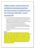 California Water Treatment Operator &NewLine;Certification Examination Questions &NewLine;And Correct Answers &lpar;Verified Answers&rpar; &NewLine;Plus Rationales 2026 Q&A &vert; Instant &NewLine;Download Pdf 