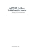 AAERT CDR Final Exam Certified Deposition Reporter&NewLine;Questions & Answers &vert; Latest Update&NewLine;