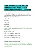 CHEM 219 PRINCIPLES OF ORGANIC&NewLine;CHEMISTRY FINAL PAPER TESTED&NewLine;QUESTIONS WITH GRADED A&plus; ANSWERS
