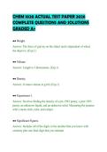 CHEM 1020 ACTUAL TEST PAPER 2026&NewLine;COMPLETE QUESTIONS AND SOLUTIONS&NewLine;GRADED A&plus;&NewLine;
