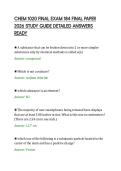 CHEM 1020 FINAL EXAM 184 FINAL PAPER&NewLine;2026 STUDY GUIDE DETAILED ANSWERS&NewLine;READY