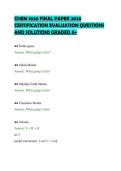 CHEM 1020 FINAL PAPER 2026&NewLine;CERTIFICATION EVALUATION QUESTIONS&NewLine;AND SOLUTIONS GRADED A&plus;&NewLine;