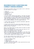 READINESS EXAM &num;1 QUESTIONS AND CORRECT VERIFIED ANSWERS