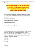 PEREGRINE EXAM 2026&sol;2027 &NewLine;ACTUAL QUESTIONS WITH &NewLine;VERIFIED ANSWERS&period;