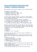 NCLEX READINESS QUESTIONS AND CORRECT VERIFIED ANSWERS
