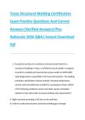 Texas Structural Welding Certification &NewLine;Exam Practice Questions And Correct &NewLine;Answers &lpar;Verified Answers&rpar; Plus &NewLine;Rationale 2026 Q&A&vert; Instant Download &NewLine;Pdf 