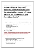 Arizona B-1 General Commercial &NewLine;Contractor Examination Practice Exam &NewLine;Questions And Correct Answers &lpar;Verified &NewLine;Answers&rpar; Plus Rationales 2026 Q&A &NewLine;Instant Download Pdf 