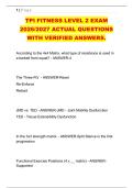 TPI FITNESS LEVEL 2 EXAM &NewLine;2026&sol;2027 ACTUAL QUESTIONS &NewLine;WITH VERIFIED ANSWERS&period; 