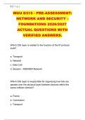 WGU D315 - PRE-ASSESSMENT&colon; &NewLine;NETWORK AND SECURITY &ndash; &NewLine;FOUNDATIONS 2026&sol;2027 &NewLine;ACTUAL QUESTIONS WITH &NewLine;VERIFIED ANSWERS&period; 