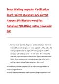 Texas Welding Inspector Certification &NewLine;Exam Practice Questions And Correct &NewLine;Answers &lpar;Verified Answers&rpar; Plus &NewLine;Rationale 2026 Q&A&vert; Instant Download &NewLine;Pdf 