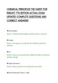 CHEMICAL PRINCIPLES THE QUEST FOR&NewLine;INSIGHT 7TH EDITION ACTUAL EXAM&NewLine;UPDATED COMPLETE QUESTIONS AND&NewLine;CORRECT ANSWERS&NewLine;