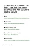 CHEMICAL PRINCIPLES THE QUEST FOR&NewLine;INSIGHT 7TH EDITION EXAM REVIEW&NewLine;TESTED QUESTIONS WITH 100 PERCENT&NewLine;CORRECT ANSWERS&NewLine;