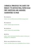 CHEMICAL PRINCIPLES THE QUEST FOR&NewLine;INSIGHT 7TH EDITION FINAL PAPER EXAM&NewLine;PREP QUESTIONS AND ANSWERS&NewLine;GUARANTEED TO PASS&NewLine;