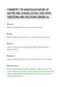 CHEMISTRY&colon; THE MOLECULAR NATURE OF&NewLine;MATTER AND CHANGE ACTUAL TEST PAPER&NewLine;QUESTIONS AND SOLUTIONS GRADED A&plus;