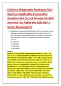 California Wastewater Treatment Plant &NewLine;Operator Certification Examination &NewLine;Questions And Correct Answers &lpar;Verified &NewLine;Answers&rpar; Plus Rationales 2026 Q&A &vert; &NewLine;Instant Download Pdf 