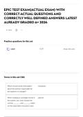 EPIC TEST EXAM&lpar;ACTUAL EXAM&rpar; WITH CORRECT ACTUAL QUESTIONS AND CORRECTLY WELL DEFINED ANSWERS LATEST ALREADY GRADED A&plus; 2026