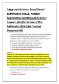 Integrated National Board Dental &NewLine;Examination &lpar;INBDE&rpar; Practice &NewLine;Examination Questions And Correct &NewLine;Answers &lpar;Verified Answers&rpar; Plus &NewLine;Rationales 2026 Q&A &vert; Instant &NewLine;Download Pdf 