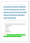 Fire Equipment Technician Certification Exam &lpar;Breathing Apparatus Specialty&rpar; Questions And Correct Answers &lpar;Verified Answers&rpar; Plus Rationales 2026 Q&A &vert; Instant Download Pdf 