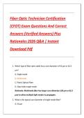 Fiber Optic Technician Certification &lpar;CFOT&rpar; Exam Questions And Correct Answers &lpar;Verified Answers&rpar; Plus Rationales 2026 Q&A &vert; Instant Download Pdf 