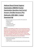National Board Dental Hygiene &NewLine;Examination &lpar;NBDHE&rpar; Practice &NewLine;Examination Questions And Correct &NewLine;Answers &lpar;Verified Answers&rpar; Plus &NewLine;Rationales 2026 Q&A &vert; Instant &NewLine;Download Pdf 