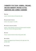 CHEMISTRY FOR TODAY&colon; GENERAL&comma; ORGANIC&comma;&NewLine;AND BIOCHEMISTRY UPDATED ACTUAL&NewLine;QUESTIONS AND CORRECT ANSWERS&NewLine;