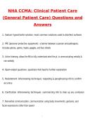 NHA CCMA Clinical Patient Care &lpar;General Patient Care&rpar; Exam Newest 2026 Questions and Revised Answers &lpar;Latest 2026 &sol; 2027 Update&rpar; Graded A&plus; Verified by Experts 
